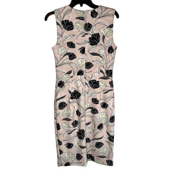 Banana Republic Light Pink Black White Floral Sleeveless Sheath Dress knee - Picture 2 of 9